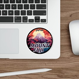 Mount Fuji Japan Sticker Weatherproof Vintage Decal Vinyl Small Waterproof for Water Bottle Mug Passport Book Scrapbook Notebook Laptop Tumbler Skateboard Computer Phone Size 4" Funny Gift ID44990