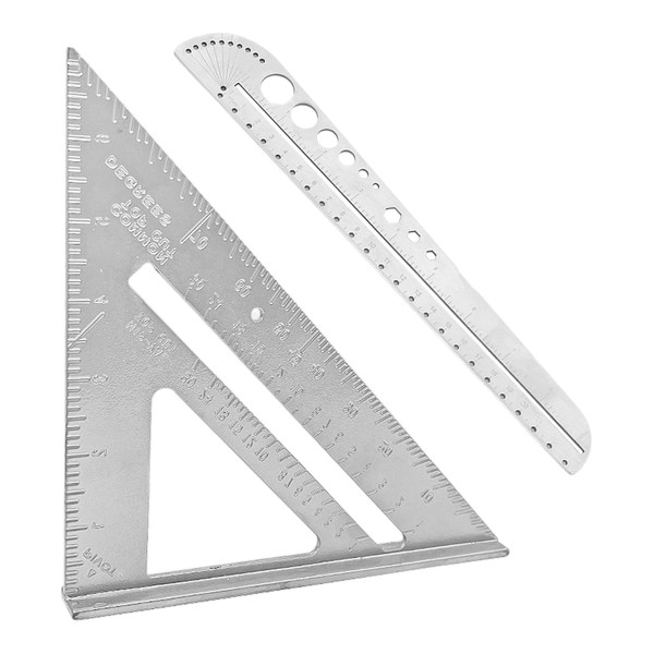 1 Carpenter'S Triangle Ruler, 1 Multi-Function Tool Ruler, Metal Triangle