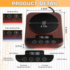 Upgraded Sourdough Starter Warmer, Precise 1°F Thermostat Control (70-100°F) Sourdough Warming Mat, Smart Memory Sourdough Warming for Sourdough Fermentation, 12-Hour Timer (Wood Grain)