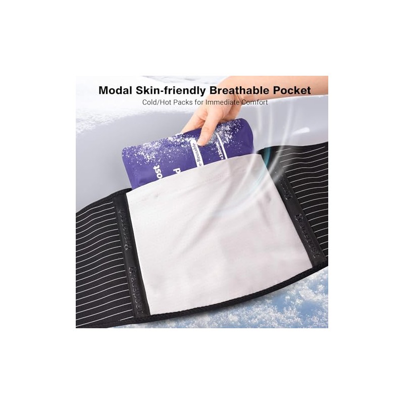 Back Brace for Lower Back Pain, 2 Reusable Ice Packs