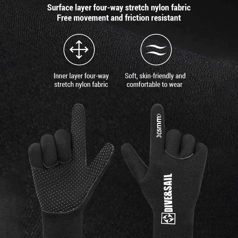 5MM Diving Gloves Warm Anti-scratch UPF 50+ UV Protection Cold