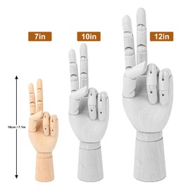 IHDYPPEW 4 Pack 7 Inch Wooden Hand Model, Flexible Left and Right Wood Art Mannequin Wooden Artist Hand Model, Wooden Manikin Hand for Sketching, Painting, Sample Display and Home Decor