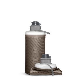 Hydrapak Flux - Botella de agua plegable para mochilero (1 litro) - Sin BPA, ultraligera, a prueba de derrames, color gris mamut