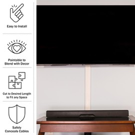 Set of Five 16-Inch Cord Covers - 80-Inch Total On-Wall Cable Management Kit for Wall-Mounted TV or Computer Cables by Simple Cord (White)