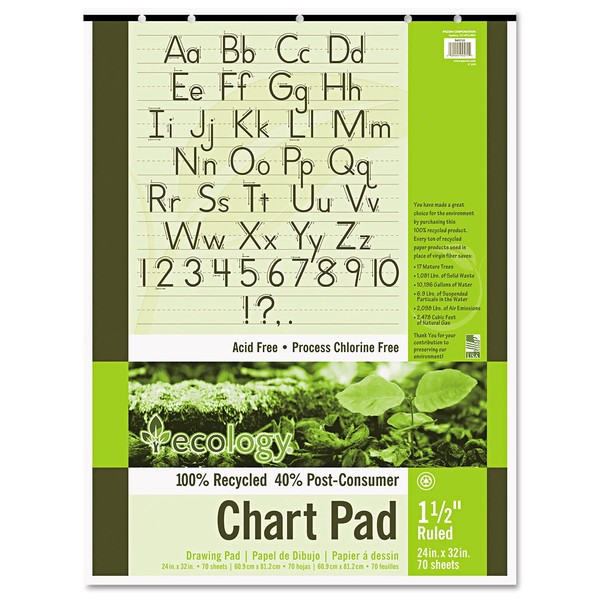 Ecology Recycled Chart Pad, 1-1/2 Inch Ruled, 32 x 24 Inches, 70 Sheets