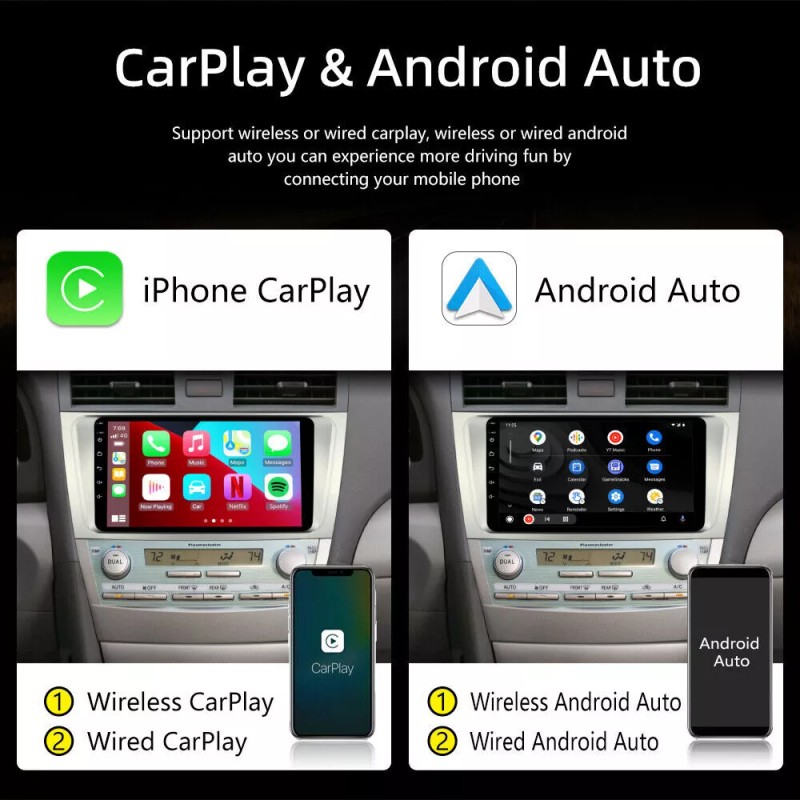 For Toyota Camry 2007-2011 Car Stereo Radio Apple CarPlay Android12