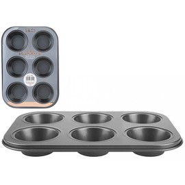 NON STICK MUFFIN TRAY 6 CUP 27CM X 19CM X 3CM