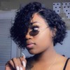 Stylelove Short Bob Curly Human Hair Wig, Glueless Lace Front