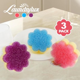 LAUNDRYLUX Scrub Sponge, Dual-Sided Temperature-Responsive Sponge and Scrubber - Non-Scratch - Multipurpose Dish Sponges for Kitchens, Bathrooms, and Outdoor Use - 3 Pack