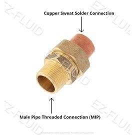 EZ-FLUID Plumbing 1/2" C X MIP Brass Copper Union C x Male Iron Threaded (Sweat Sockets X MIP) Connection Copper Pipe Fitting,Straight (1-Pack)