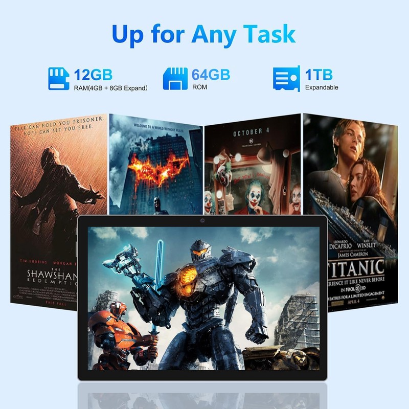 ATMPC Tablet, 10.1" Android 14 Tablets Octa-Core Processor 12GB RAM