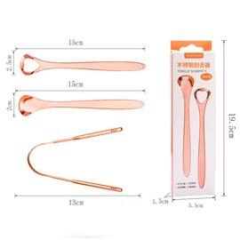 Stainless Steel Tongue Brush Set, Scraper 3 Pieces, Easy to Carry, Effectively Reduces Oral Bacteria, Used for Adults and Children (Silver)