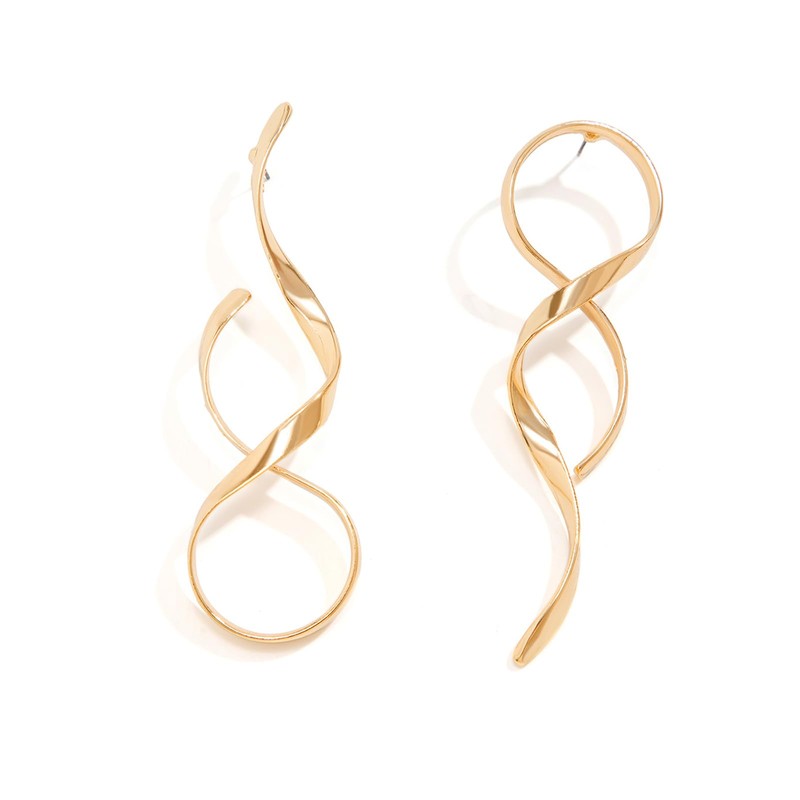 Trendy Gold Spiral Threader Dangle Earrings for Women Silver Twisted
