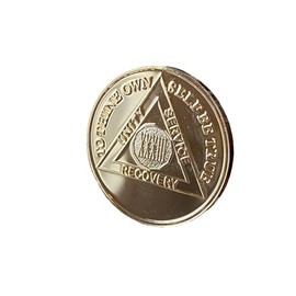 33 Year AA Medallion 22K Bi-Plate Gold Plated Premium Serenity Prayer Sobriety Chip