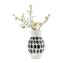 Sagebrook Home Ceramic Stoneware Vase – Black and White Decorative Design, 6x6x10 Inches – Modern Home, Office, Bedroom, and Living Room Decor