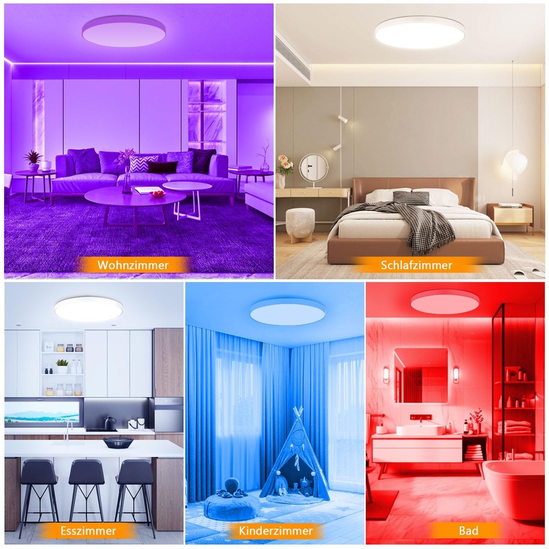 OUILA LED Ceiling Light Dimmable 24 W RGB Colour Changing