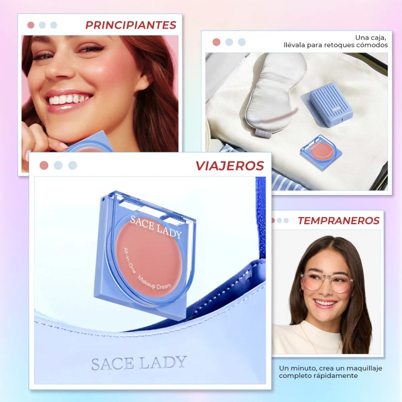 Sace Lady Crema 3 En 1 Rubor, Labial Y Sombra