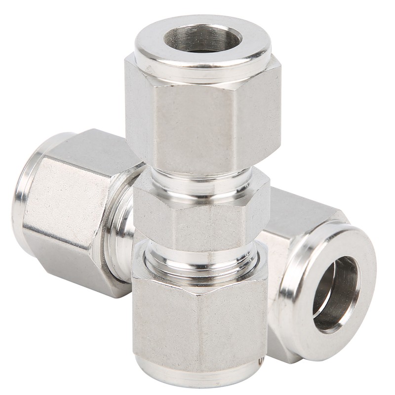 2Pcs 316 Stainless Steel Compression Fitting Straight DoubleFerrule Tube Adapter(Ф10