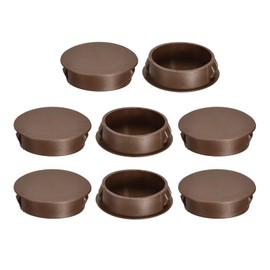 uxcell 8Pcs 35mm(1-3/8") Nylon Hole Plugs, Flush Type Panel Round Snap in Fastener Knockout Locking Plugs for Furniture Insert End Caps Panels, Brown