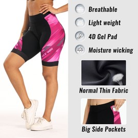 NICEWIN Biker Shorts for Women Padded Cycling Tights High Waist Riding Short Leggings Red