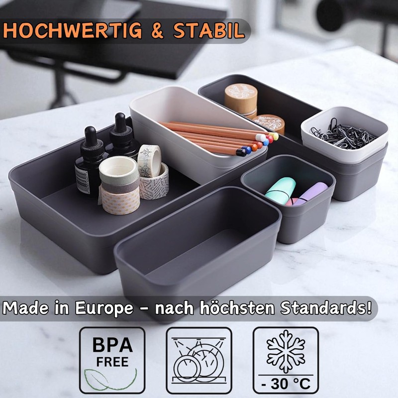 1 x Drawer Organiser Set 6 Pieces Pink Universal Adjustable