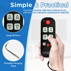 Universal Big Button TV Remote for Seniors, Elderly - Simple Remote - Easy to Use and Set Up with Auto Search & Learning Functions for Major TV Brands, Dementia Friendly Gifts