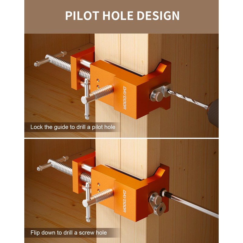 DAYDOOR Professional Cabinet Clamps 4 Pack, Heavy-Duty Cast Steel, Integrated