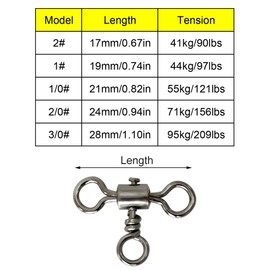 3-Way Crossline Fishing Swivels, 100pcs T-shape Rolling Swivels Barrel Triple Swivel, Line Hook Connector, Freshwater Saltwater Fishing Tackle, 1# (19mm)