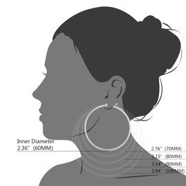 Huge gold Hoop earrings for women - Plated gold Stainless steel hooped earrings for women, 70-100mm large Gold hoop earrings (2 Pairs of 2.36"(60MM) - Gold&Sliver Color)