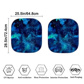 Renewold Galaxy Space Blue Windshield Sun Shade 2-Piece Foldable Car Front Window Sunshade for Most Sedans SUV Truck - Auto Sun Blocker Visor Protector Blocks Max UV Rays