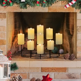 Candeldo Candelabra Fireplace Candle Holder: Metal Pillar Candle Holders Medium Black