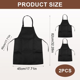 Kids Painting Apron, 2Pcs Children's Aprons Art Apron Kids Cooking Aprons for Painting Apron for Kids Adjustable Kids Aprons for Cooking Baking Crafting Painting BBQ DIY - Black