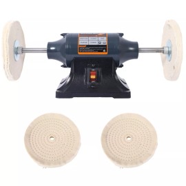 6'' Electric Polisher Benchtop Buffer Grinder for Polishing Metal Jewelry Knives