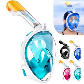 HEARTST Snorkel Mask, Anti-Flooding Diving Mask, 180° Panorama Sea View, Full Face Type, Anti-Fog Design, Free Breathing, Diving Mask, Snorkeling Equipment, Compatible with Sports Camera, Unisex, for