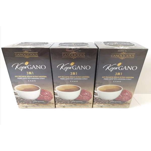 3 Boxes Ganocafe 3-in-1 by Gano Cafe USA (20 Sachets)