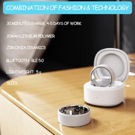 Smart Ring Sleep Fitness Tracker,Records Sleep, Heart Rate, Temperature, Blood Oxygen and Pedometer,Health Ring with Charging Case, Black US 11