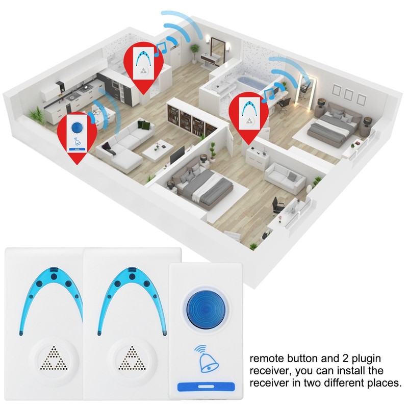32 Melodies 1 Remote Button 2 Plugin Receivers Wireless Door