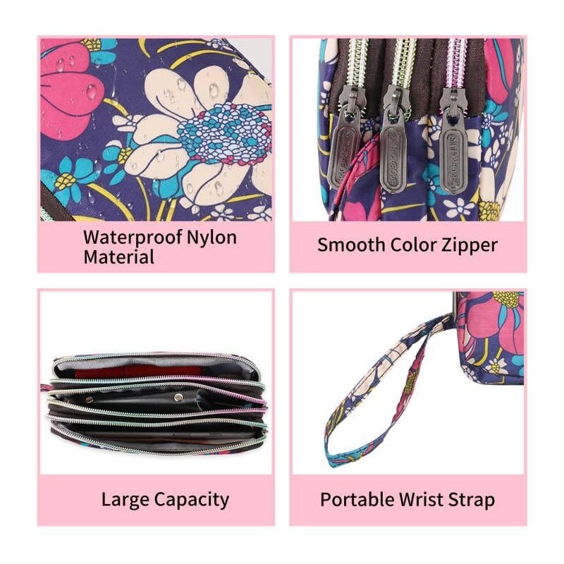 AdiStylinno Wristlet Wallet, Large Capacity Polyester Wristlet Clutch bag Waterproof