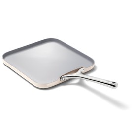 Caraway Square Griddle Pan - 11” Square Pan - Non-Stick Ceramic Coated - Non Toxic, PTFE & PFOA Free - Oven Safe & Compatible with All Stovetops - Cream