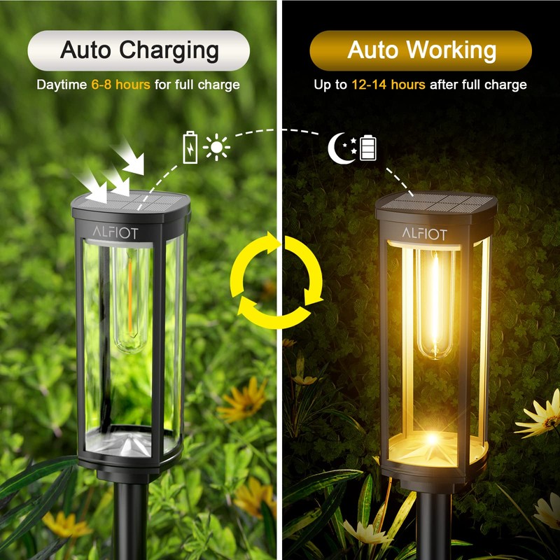 ALFIOT Solar Pathway Lights Solar Outdoor Lights Pathway Waterproof 8