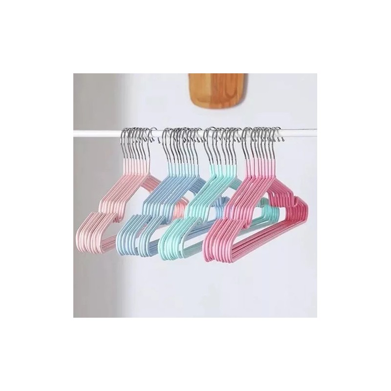 24x7 Pack 10 Ganchos Ropa Tintoreria Metalicos Antideslizantes