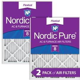 Nordic Pure 20x30x1 (19 5/8 x 29 5/8 x 3/4) Pleated MERV 8 Air Filters 2 Pack