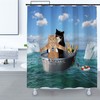 DOMOKU Cat Shower Curtain Funny Pet Kitten Couple Cosplay in