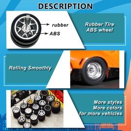 1/64 wheels and Tires Kit to Upgrade Mainline Diecast Model Cars, Premium Car Culture Real Riders Series, ABS and Rubber Material Detail-up Accessories 4 Standard 0.43In and 1 Off-Road 0.55In in A Box