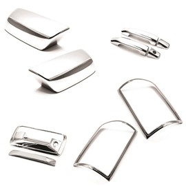 Sizver Chrome Tail Light Frame Covers+ 2Door Handles + Tail Gate Cover + Top Half Mirror Covers For Regular Cab GMC Sierra 1500/2500/3500 ^Not For Towing Mirrors^