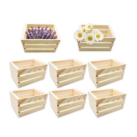 Nudaoz 6-Pack 5 Inch Natural Pine Wooden Crates, Unfinished Rustic Nesting Wood Boxes, Farmhouse Wooden Storage Crate for DIY Crafts, Home Closet Organizer, Office & Bathroom Vanity Display
