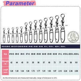 QISHUO High Strength Fishing Swivels Stainless Clips Steel Snap Swivels Barrel Connector Saltwater Swivel Fishing Rolling Black Nickel, 50pcs, 57lbs