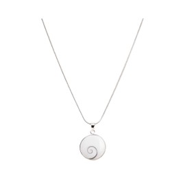 Vurmashop Necklace with pendant made of stone of Saint Lucia eye Shiva with chain made of 925 silver, natural shell, without stone, shell, without stone, Shell, No Gemstone