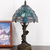Small Tiffany Lamp Stained Glass Desk Lamp Sea Blue Dragonfly