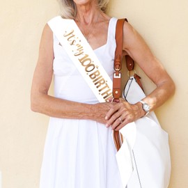 It's My 100th Birthday Sash - 100th Birthday Gifts Girl Sash Birthday Party Favors - Happy 100th Accessories for Man and Women - White with Rose Gold Foil Lettering